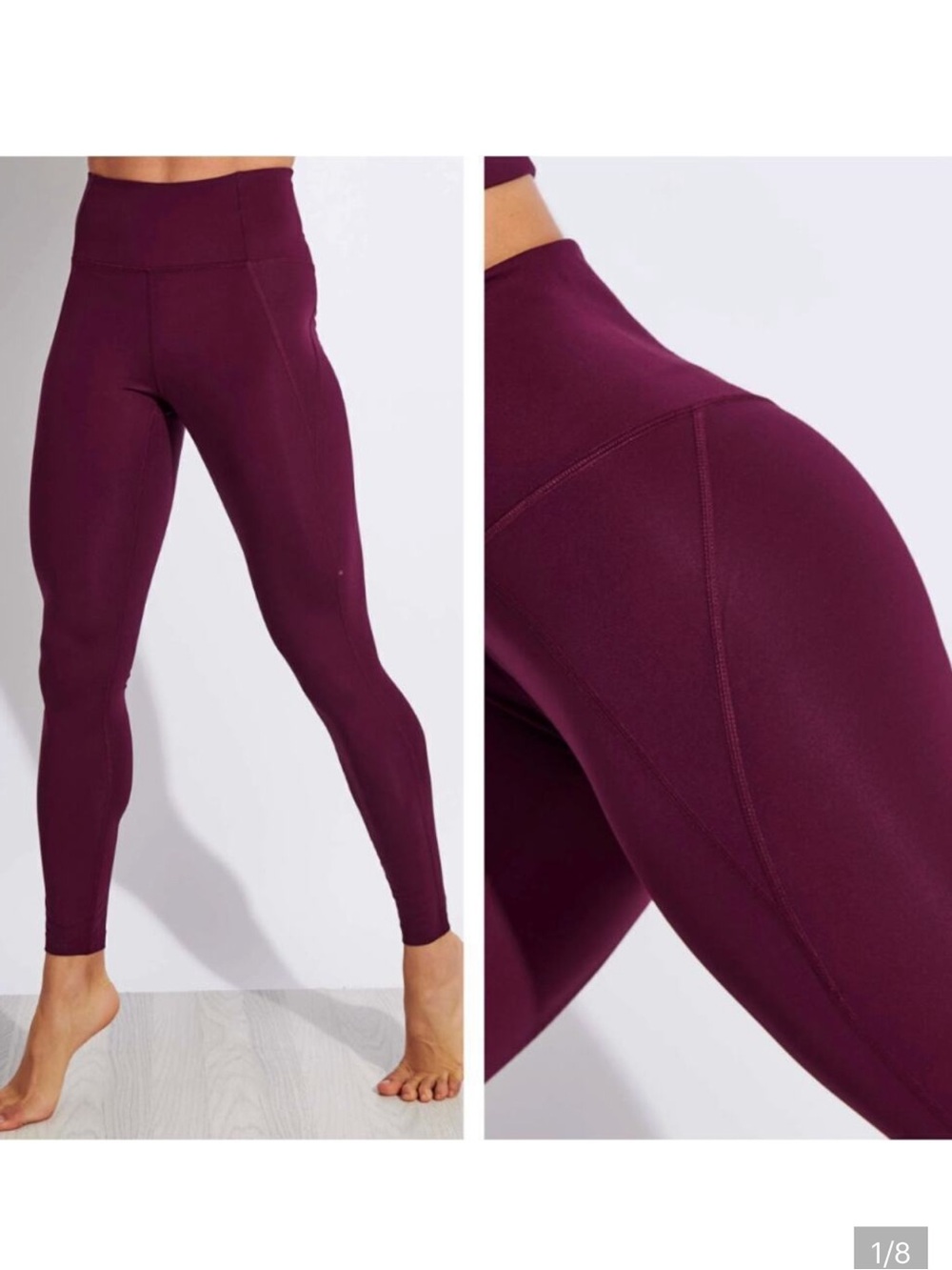 Girlfriend Collective High-Rise Performance Compression Leggings in Wine. Size M
